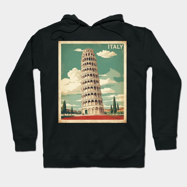 Leaning Tower of Pisa Italy Vintage Tourism Travel Poster Hoodie by TravelersGems